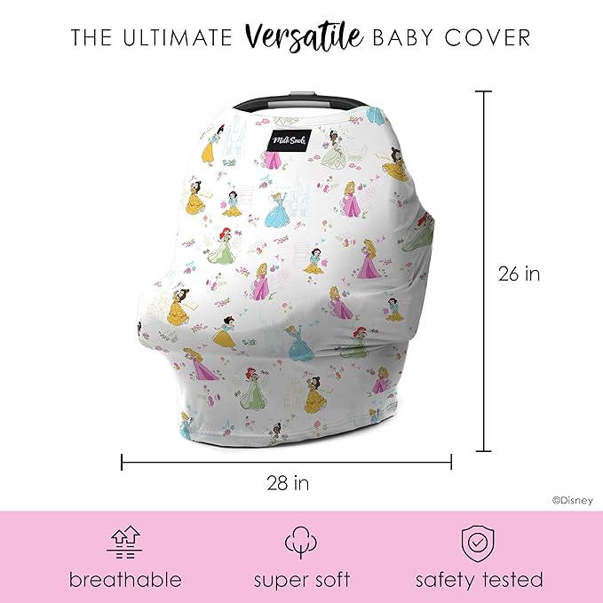 Milk Snob Original Disney Princess 5-in-1 Cover, Added Privacy for Breastfeeding, Baby Car Seat, Carrier, Stroller, High Chair, Shopping Cart, Lounger Canopy - Newborn Essentials, Nursing Top
