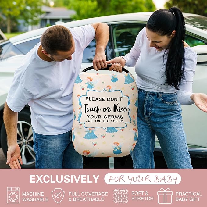 Metplus No Touch Sign Car Seat Cover for Babies, Mom Nursing Covers Breastfeeding Scarf, Multi Use Infant Carseat Canopy for Newborn Carrier/Stroller/Shopping Cart, Baby Shower Gifts for Boy Girl