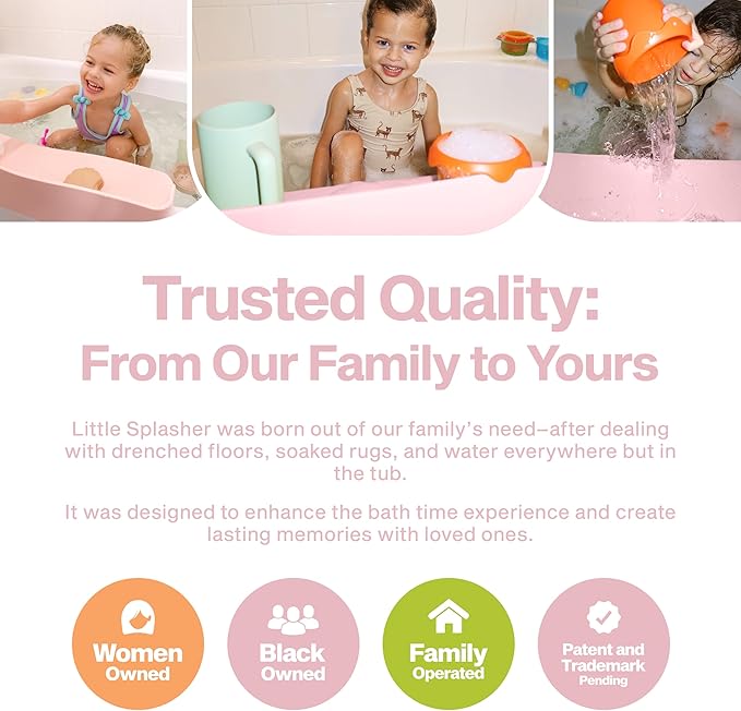 Original Little Splasher PlayPad, Bathtub Splash Guard Play Shelf - Toy Tray Caddy Holder Storage - Suction Cups Attach to Bath Tub - No Mess Water Spill in Bathroom for Toddlers Kids Baby (Pink)