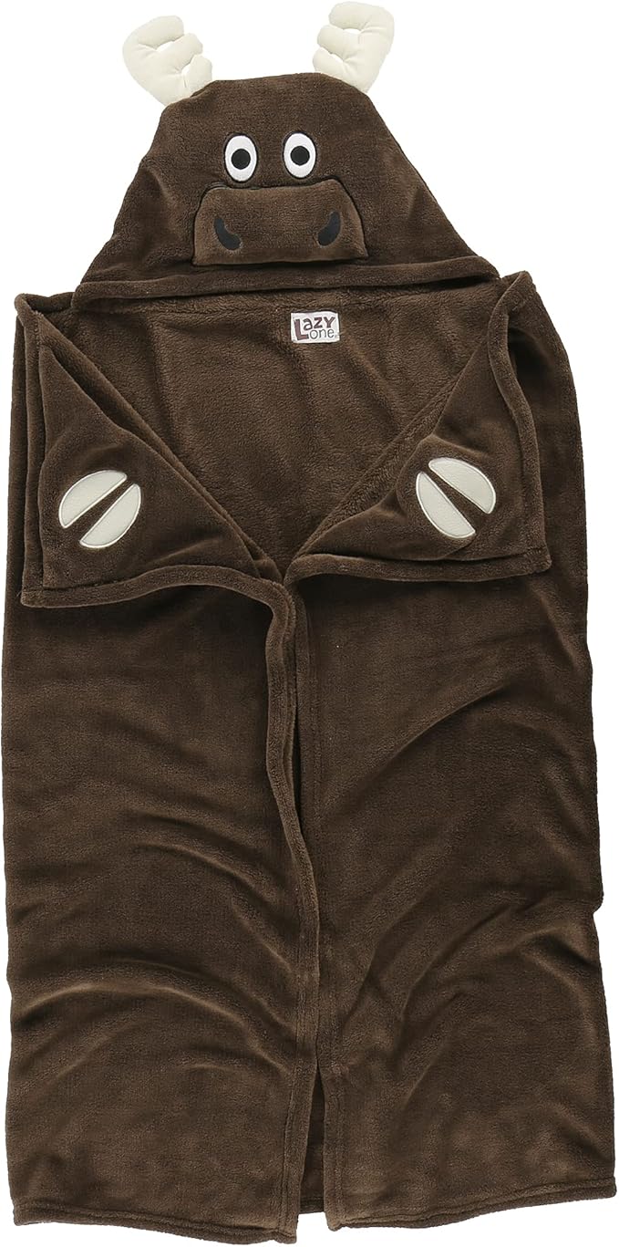 Lazy One Wearable Hooded Blanket for Kids, Animal Hooded Blanket (Moose)