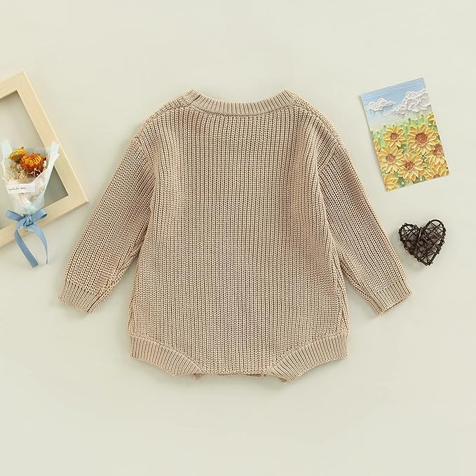 FYBITBO Baby Girl Boy Sweater Knit Oversized Pullover Sweatshirt Romper Onesie Warm Fall Winter Clothes Outfit Newborn