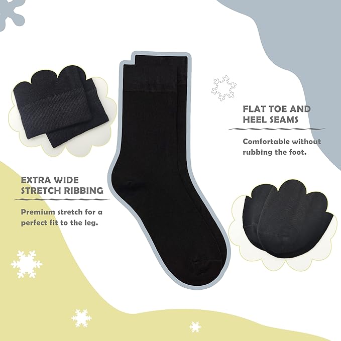 Kids Thin Rayon Bamboo School Crew Socks Uniform Dress Boys/Girls Soft Youth Socks 6 Pairs