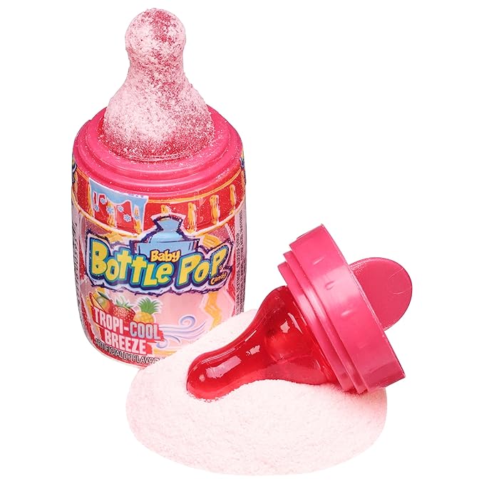 Baby Bottle Pop Candy Lollipop, 18 Ct Bulk Lollipops with Dipping Powder in Assorted Fruity Flavors, Full Size, Individually Wrapped Hard Candy For Gender Reveal, Baby Showers, Goodie Bags & Parties