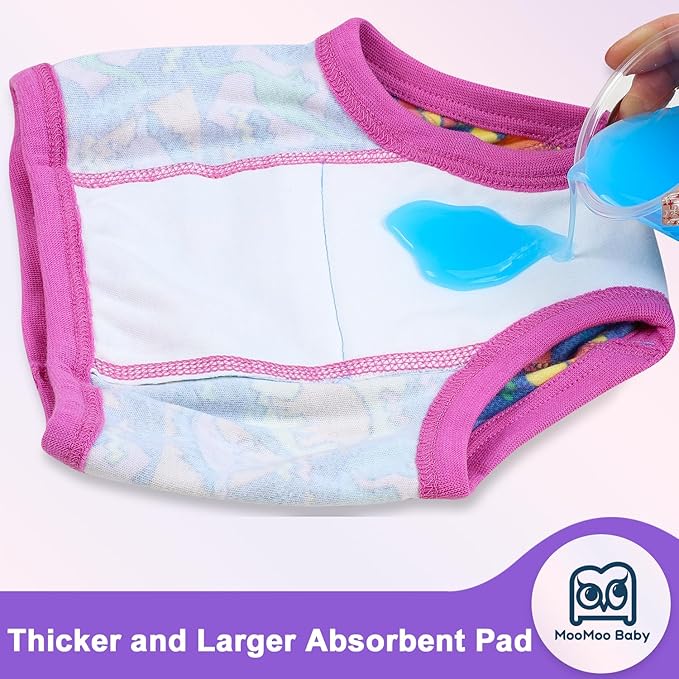 MooMoo Baby Training Underwear 10 Packs Absorbent Potty Training Pants for Boys and Girls Cotton Pee Pants 2T-9T