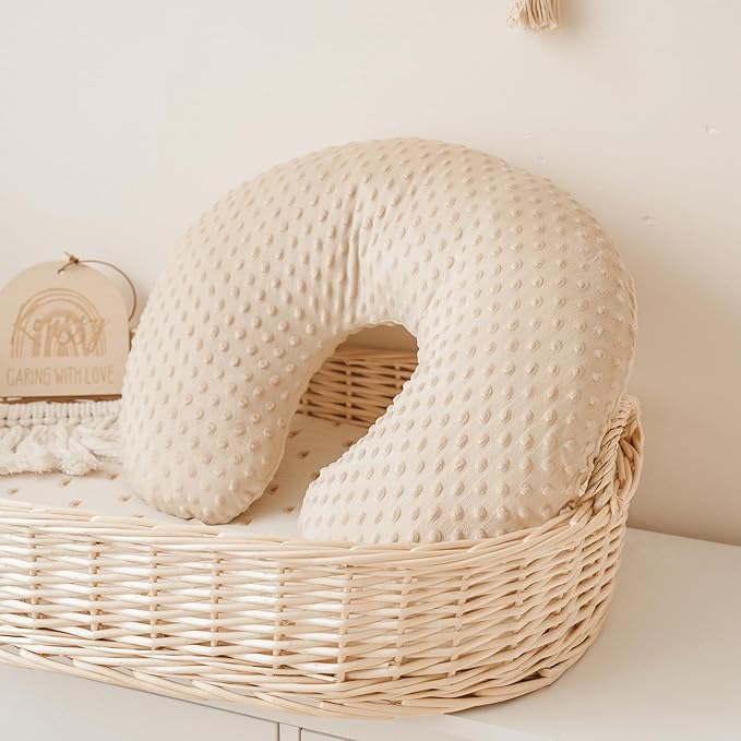 Konssy 2 Pack Nursing Pillow Covers, Soft and Comfortable Nursing Cover for Breastfeeding Pillows, Pillow Slipcover for Baby Girls Boys Newborn(Brown, Blossom)