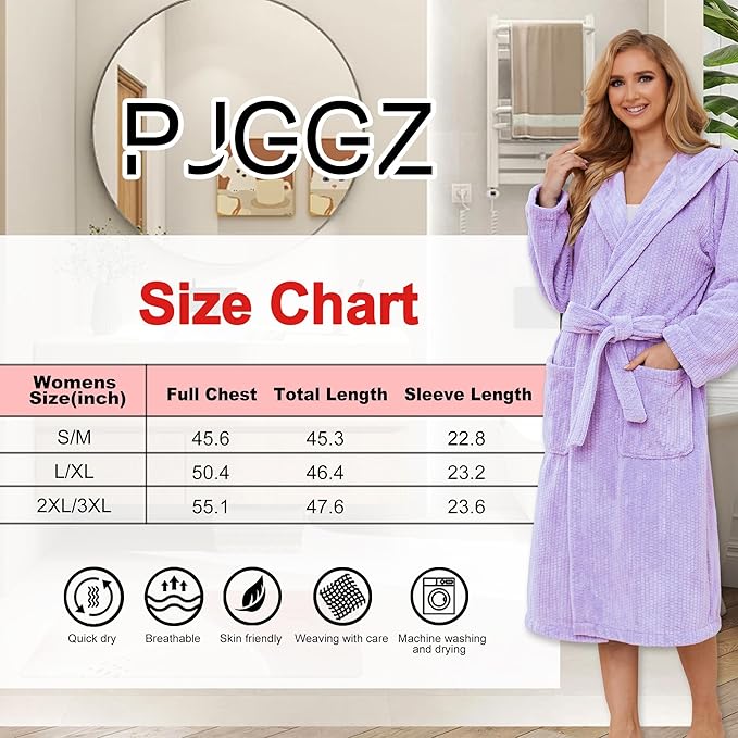 Hooded Bathrobes for Women, Soft Long Towel Robes for Women - Quick Dry yet Warm