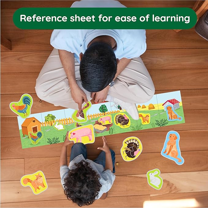 My First Puzzle - Montessori Toy, 12 Graded Puzzles, 2-5 Pieces (Farm Animals)