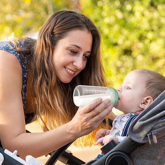 Momcozy Natural Baby Bottle, Wide-Neck, BPA Free Breast Milk Container, Storage Collection Bottle for Fridge & Milk Cooler, Breastfeeding Essential, 10 oz, 4 pcs