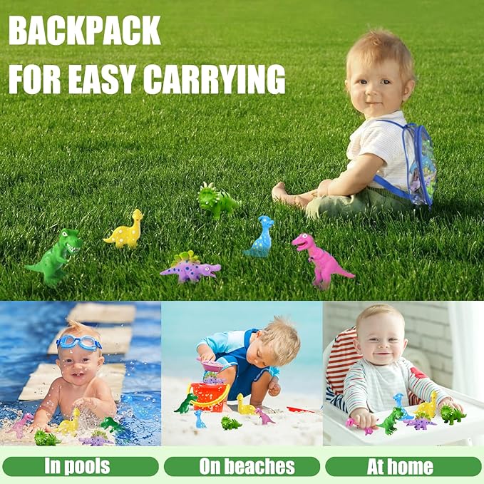 Dinosaur Bath Toys, Baby Shower Toys Mold Free Bathtub Toys for 12-18 Months - Plastic 8 Pack of No-Hole Design Dinosaurs for Toddler Bath Toys, for Boys and Girls