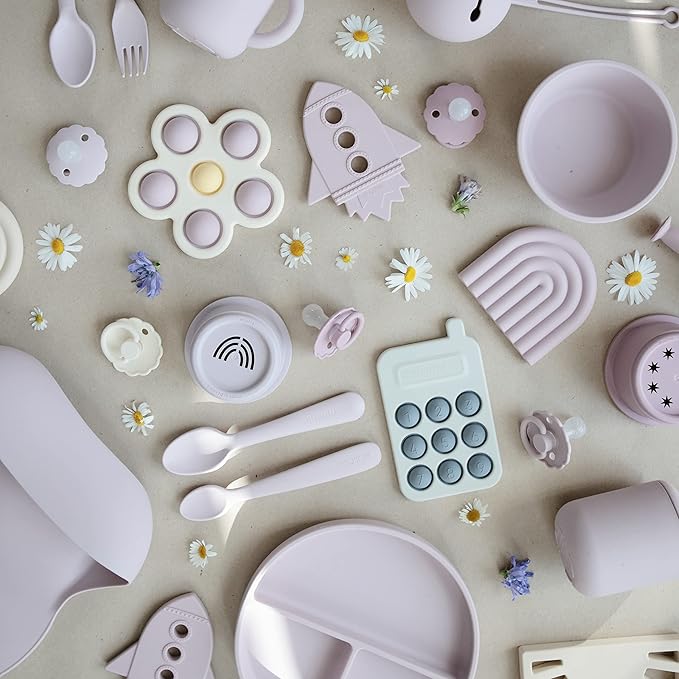 mushie Silicone Baby Teether Toy | Rocket (Soft Lilac)