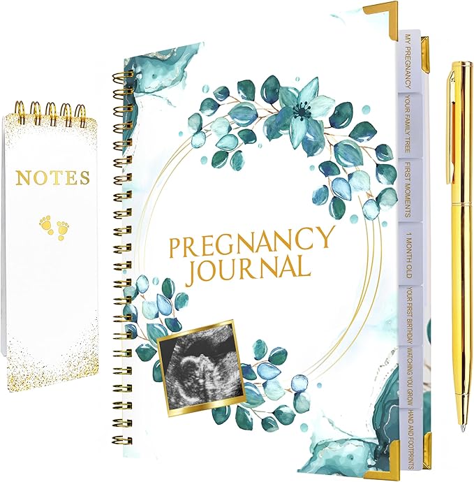 Pregnancy Journal Keepsake Book, 97 Page Hardcover Pregnancy Book, Baby Keepsake Book, Baby Books from Birth, Pregnancy Planner, Baby Book Keepsake, Pregnancy Journal for New Moms, Includes Pen , note block.