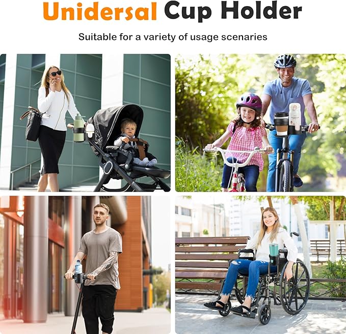 Stroller Cup Holder for Mockingbird - Dual Drink Holder with 360° Rotation, Fits Mockingbird Single & Double Strollers, ABS + Silicone, Holds Large & Small Cups