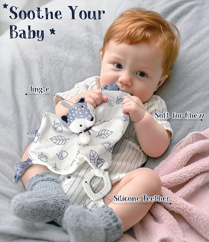 Golray Baby Boy Gifts for Baby Shower, 10pcs Newborn Essential with Fox Lovey/Blanket/Onesie/Wooden Rattle/Socks/Bib/Suitcase, Welcome Baby Gift Box Gender Reveal Infant Boy Gift Basket Set 0-6 Month