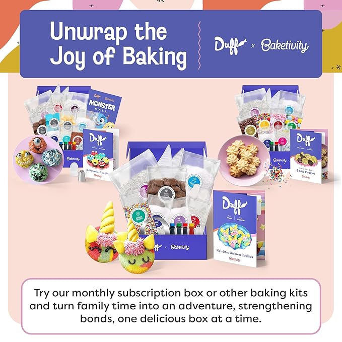 Baketivity x Duff Goldman Unicorn Cookies - Kids Baking Kit - Cooking Kits with Premeasured Ingredients, Decorating Supplies, STEM Activities - Kids Baking Sets for Girls, Boys Ages 6-12