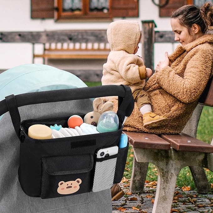Accmor Universal Stroller Organizer with Cup Holder and Shoulder Strap, Stroller Bag Caddy Organizer Stroller Accessories for Uppababy, Baby Jogger, Nuna, Doona, Britax Strollers