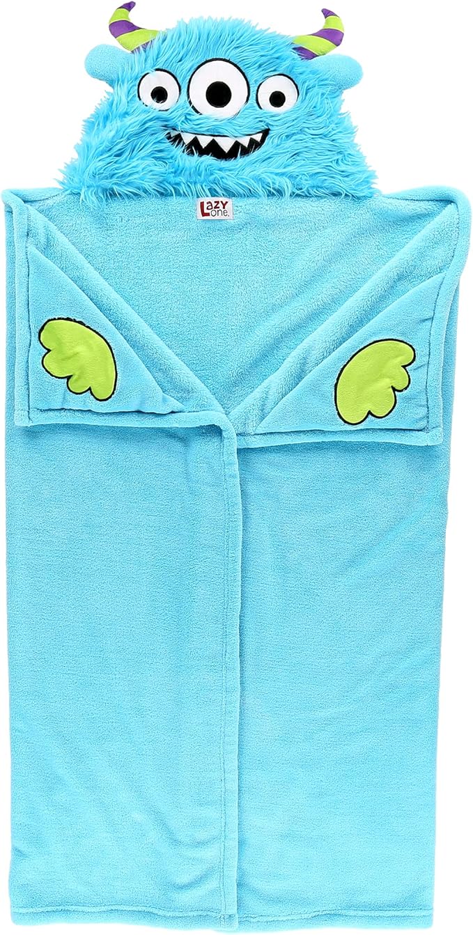 Lazy One Wearable Hooded Blanket for Kids, Animal Hooded Blanket (Monster)