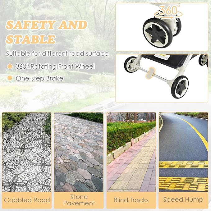 INFANS Lightweight Baby Stroller, Compact with One-Hand Fold, Travel Stroller for Airplane with Cup Holder, 5-Point Harness, Foot Cover, Canopy, Infant for 0-36 Month (Grey)