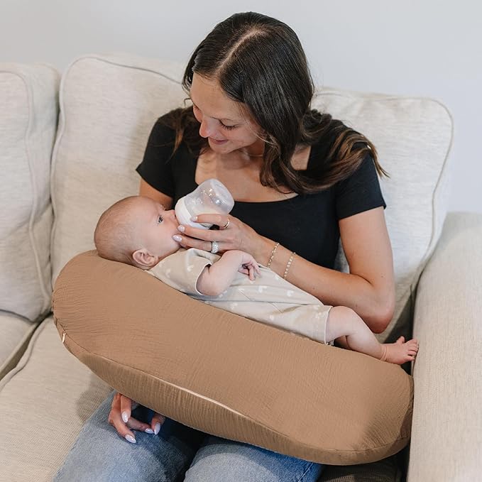 Konssy Muslin Nursing Pillow Covers, 100% Cotton Soft & Adorable Covers for Breastfeeding Pillows, Slipcovers for Newborn Baby Boys & Girls