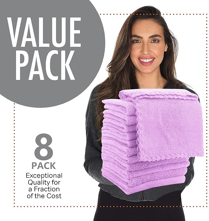 8 Pack Burp Cloths for Baby - 20" by 10" Ultra Absorbent Burping Cloth, Newborn Towel - Milk Spit Up Rags - Burpy Cloths for Unisex, Boy, Girl - Burp Cloths Set (Purple)