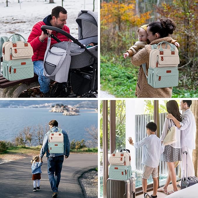 Diaper Bag Backpack, Baby Diaper Bag for Girls Boys, Multipurpose Baby Backpack for Women, Large Baby Essentials Travel Bag with Insulated Pockets and Stroller Straps