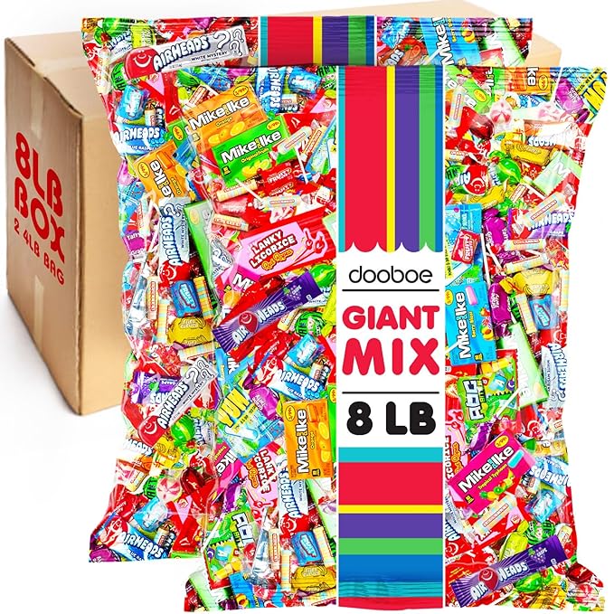 Candy Assortment Bulk - 8 Pounds - Back To School Candies - Halloween Variety Pack - Bag Individually Wrapped - Pinata Filler Candies