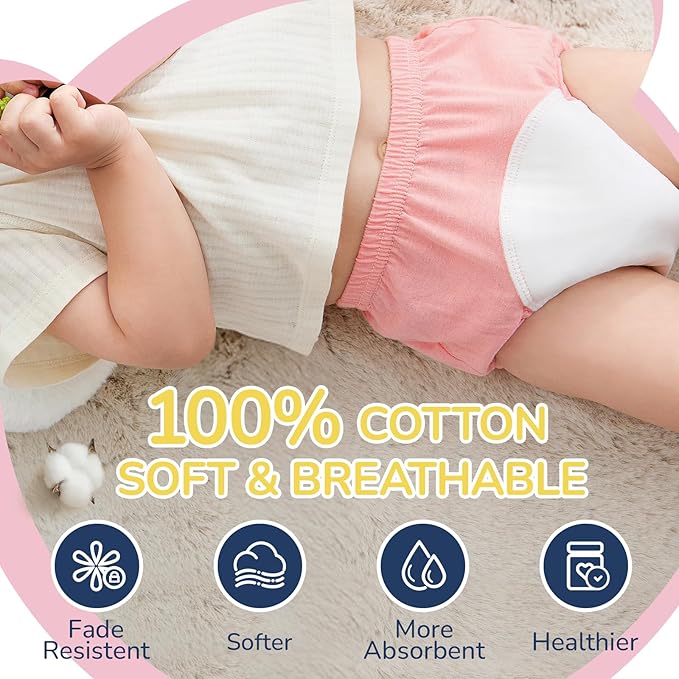 Toddler Potty Training Underwear for Kids, Cotton Reusable Waterproof Potty Training Pants Size 2t,3t,4t,5t,6t