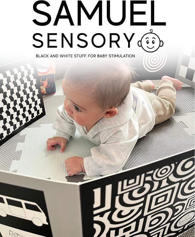 Samuel Sensory Board for Babies - Supersized Black and White Baby Cards for Developmental Newborn Tummy Time Toys - 100cm Newborn Black & White Toys for 0-3 Months & Older - Thick Stand Up Board No. 2