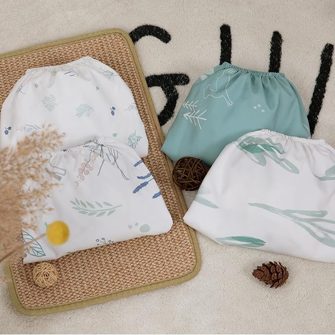 Gllquen Baby Bassinet Sheets 4 Pack, Breathable Cozy Fitted Mattress Sheet, Elastic Travel Crib Fashionable Pattern, Standard Cradle Safe Sheets for Baby Boys Girls 32"x16"(Forest Deer)