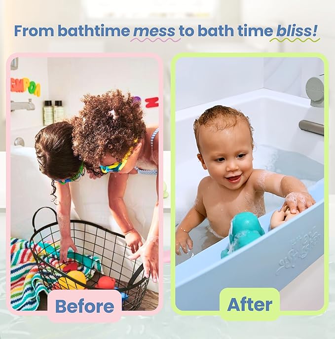 Original PlayPad, Bathtub Splash Guard Play Shelf - Toy Tray Caddy Holder Storage - Suction Cups Attach to Bath Tub - No Mess Water Spill in Bathroom for Toddlers Kids Baby (White)