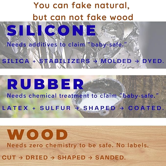 HippoToys 100% Natural Wooden Baby Rattle – Handmade Montessori Toy, Plastic-Free, No Toxins or Paint – Safe Gift for Newborns to 12 Months