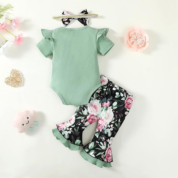 Infant Baby Girl Clothes Newborn Girl Outfit Long Sleeve Romper Pants Set Cute Baby Clothes for Girls Fall/Winter