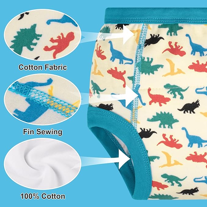 BIG ELEPHANT 6-Pack Potty Training Pants – 100% Cotton Absorbent Toddler Underwear for Boys and Girls (12M-10Y)