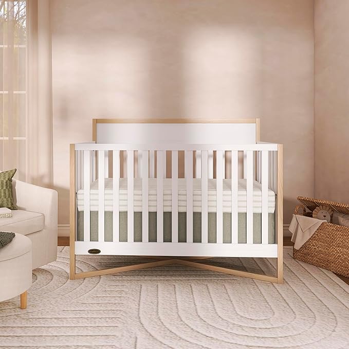 Dream On Me Owen 5-in-1 Convertible Full-Size Baby Crib in Vintage White Oak, GreenGuard Gold & JPMA, Converts to Toddler, Day, & Full-Size Bed Non-Toxic Paint, Safe Sleep Environment