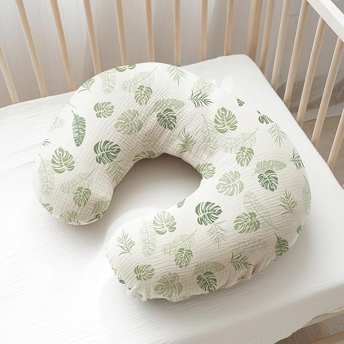 Konssy Muslin Nursing Pillow Covers, 100% Cotton Soft & Adorable Covers for Breastfeeding Pillows, Slipcovers for Newborn Baby Boys & Girls