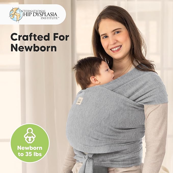 KeaBabies Baby Wrap Carrier - All in 1 Original Baby Carrier Newborn to Toddler Sling, Easy to Wear, Hands Free Bonding, Lightweight, Breathable Infant Wraps (Classic Gray)