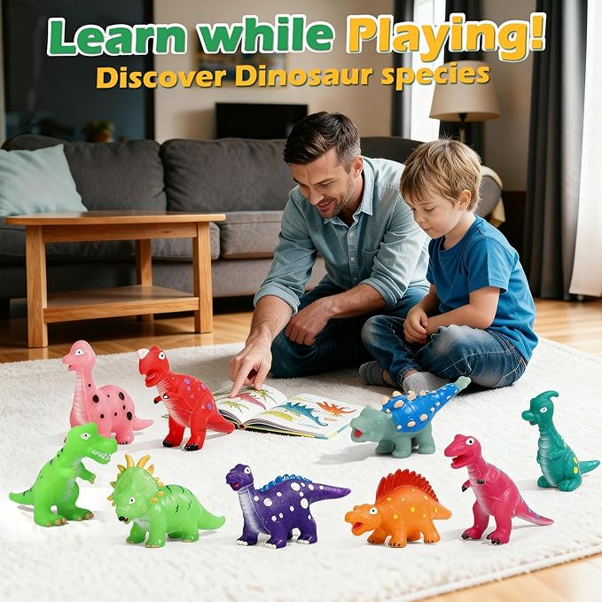 Color Changing Dinosaur Bath Toys: Mold Free No Hole Bathtub Toys - Kids Dinosaur Toys for 2 3 4 5 Year Old Boys Girls Toddler