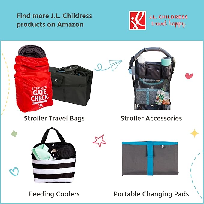 J.L. Childress Padded Infant Car Seat Bag with Wheels - Travel Bag for Airplane, Fits Most Baby & Infant Car Seats, Compatible with UPPAbaby, Nuna, & Chicco, AirTag Compatible - Premier, Black