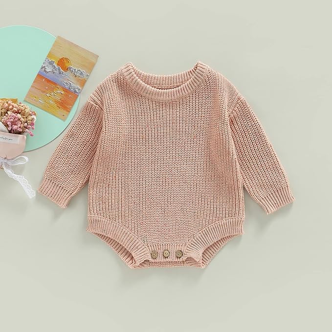 FYBITBO Baby Girl Boy Sweater Knit Oversized Pullover Sweatshirt Romper Onesie Warm Fall Winter Clothes Outfit Newborn