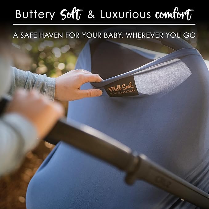 Milk Snob Original 5-in-1 Luxe Cover in Ocean Blue - Added Privacy for Breastfeeding, Baby Car Seat, Carrier, Stroller, High Chair, Shopping Cart, Lounger Canopy, Newborn Essentials, Nursing Top