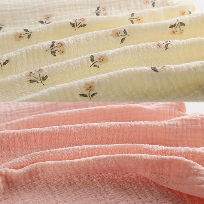 Onacosht Muslin Nursing Pillow Cover 2 Pack 100% Cotton Ultra Soft Breastfeeding Pillow Covers for Baby Boy and Girl, Floral and Light Pink