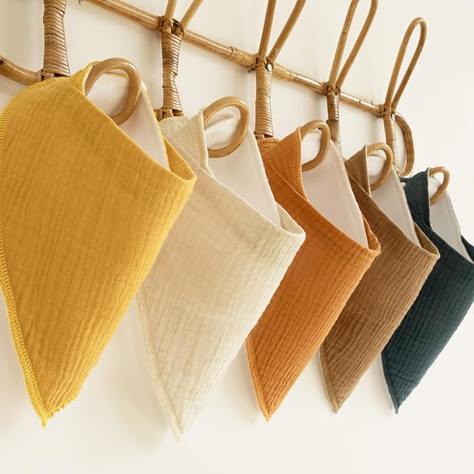 Muslin Baby Bibs 8 Pack, Baby Bandana Drool Bib for Drooling and Teething, Cotton Soft Absorbent for Girls Boys