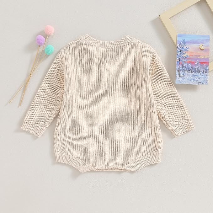 FYBITBO Baby Girl Boy Sweater Knit Oversized Pullover Sweatshirt Romper Onesie Warm Fall Winter Clothes Outfit Newborn