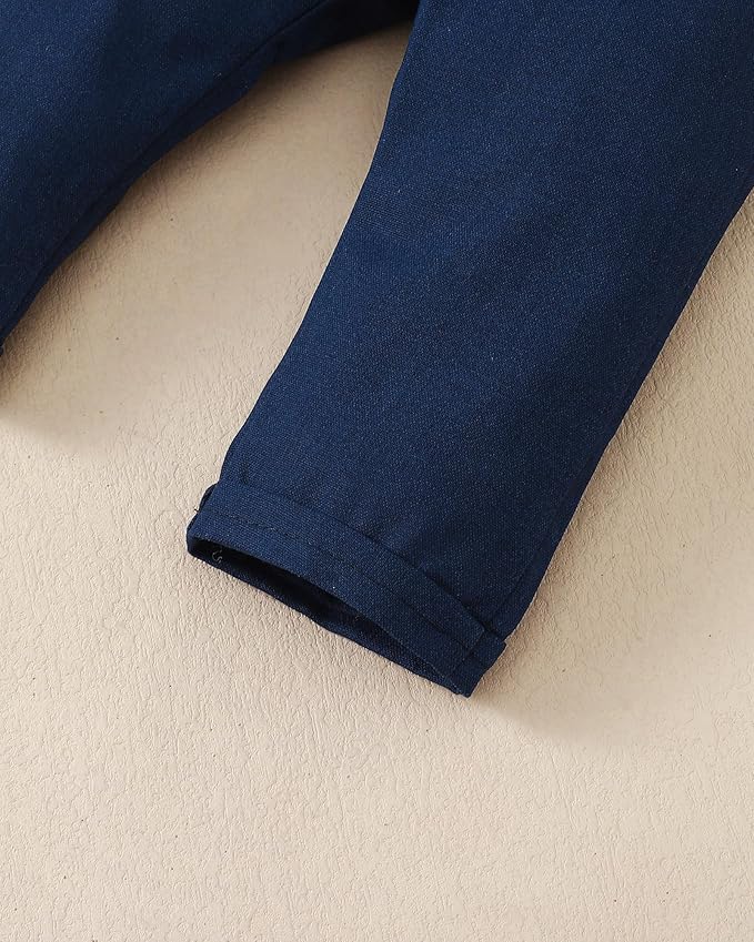 Newborn Baby Boy Clothes Gentleman Wedding Suit Infant Outfits Formal Dress Shirt+Bowtie+Suspender Pants