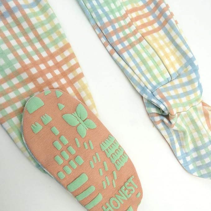 HonestBaby Non-Slip Footed Pajamas One-Piece Sleeper Zip-Front Pjs 100% Organic Cotton for Baby Girls