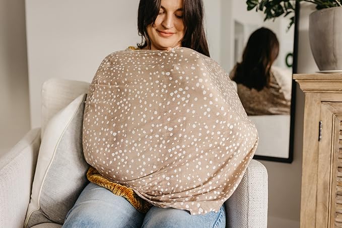 Copper Pearl Multi-Use Cover: Car Seat Covers, Nursing Cover, and Stroller Cover for Sun - Stretchy Fabric, All-Season Use, Stylish Designs, Easy Access for Moms - Fawn