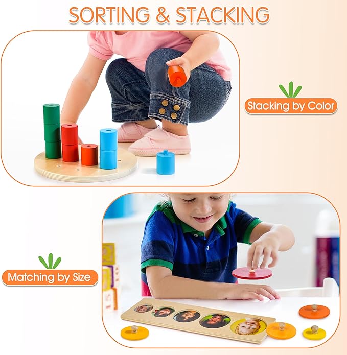 Wooden Montessori Toys for 1+ Year Old, 9 in 1 Learning Educational Toys for Toddler with Educational Box, Xylophone, Pound Bench, Shape Puzzle and More, Baby Toy Gift for 12-18 Months