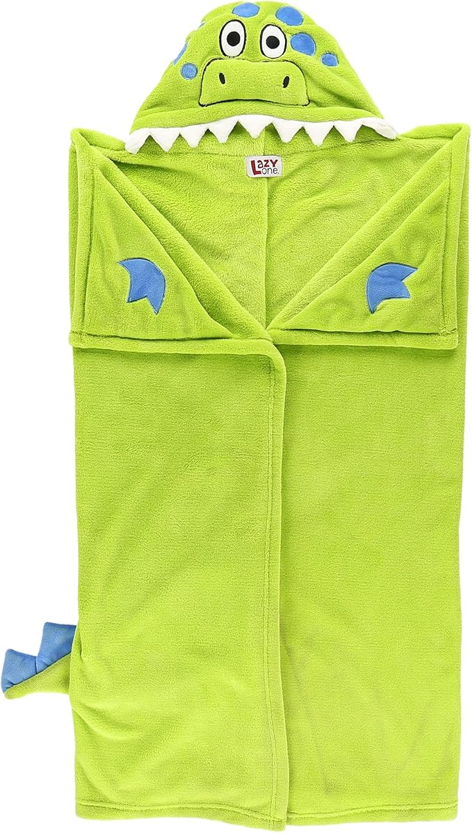 Lazy One Wearable Hooded Blanket for Kids, Animal Hooded Blanket (Dinosaur)