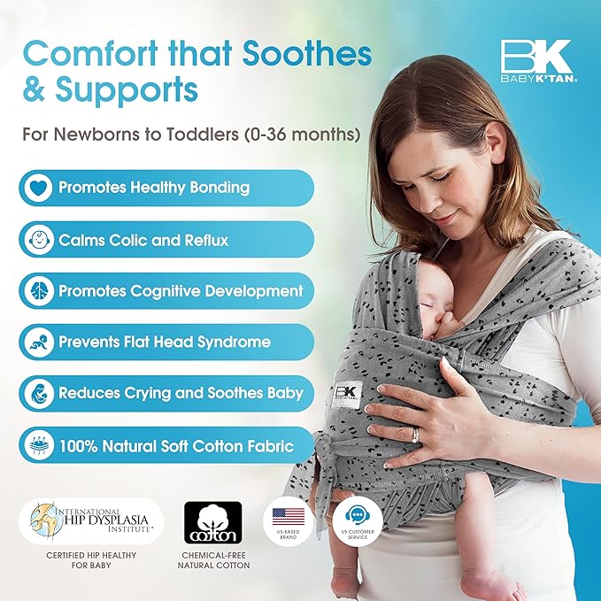 Plus-Size Original Baby K'tan Baby Carrier: #1 Easy Pre-Wrapped, Slip-On, No Rings, No Buckles | 5 in 1 Baby Sling Gift | Hands Free Infant Wrap - Newborn to Toddler up to 35lb Women 22-24, Men 47-52