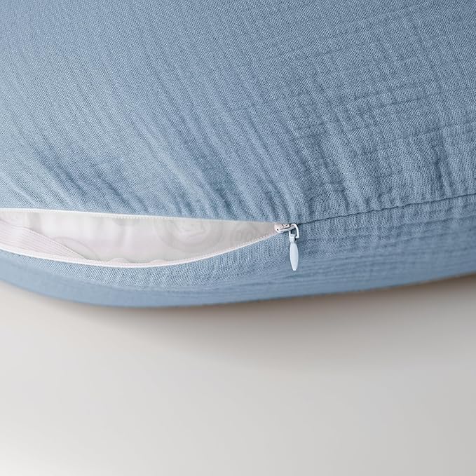 Konssy 2-Pack Muslin Nursing Pillow Covers, Soft & Adorable Nursing Covers for Breastfeeding Pillows, Slipcovers for Newborn Boys & Girls(Blue, Star)