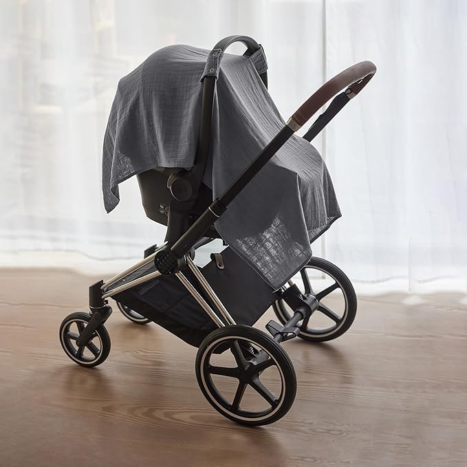 Car Seat Cover Baby - Organic Cotton - Carseat Covers Baby - Carseat Cover - Car Seat Canopy - Carseat Canopy - 100% Muslin Cotton, 43" x 32" 2-Pack (Soft Grey/Natural)
